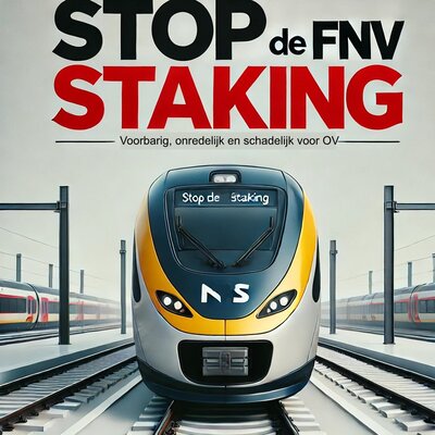 Dall%c2%b7e 2024 11 09 00.32.09   a modern and sleek image for a petition against train strikes  featuring bold text 'stop de fnv staking' in large  red  modern font at the top. below